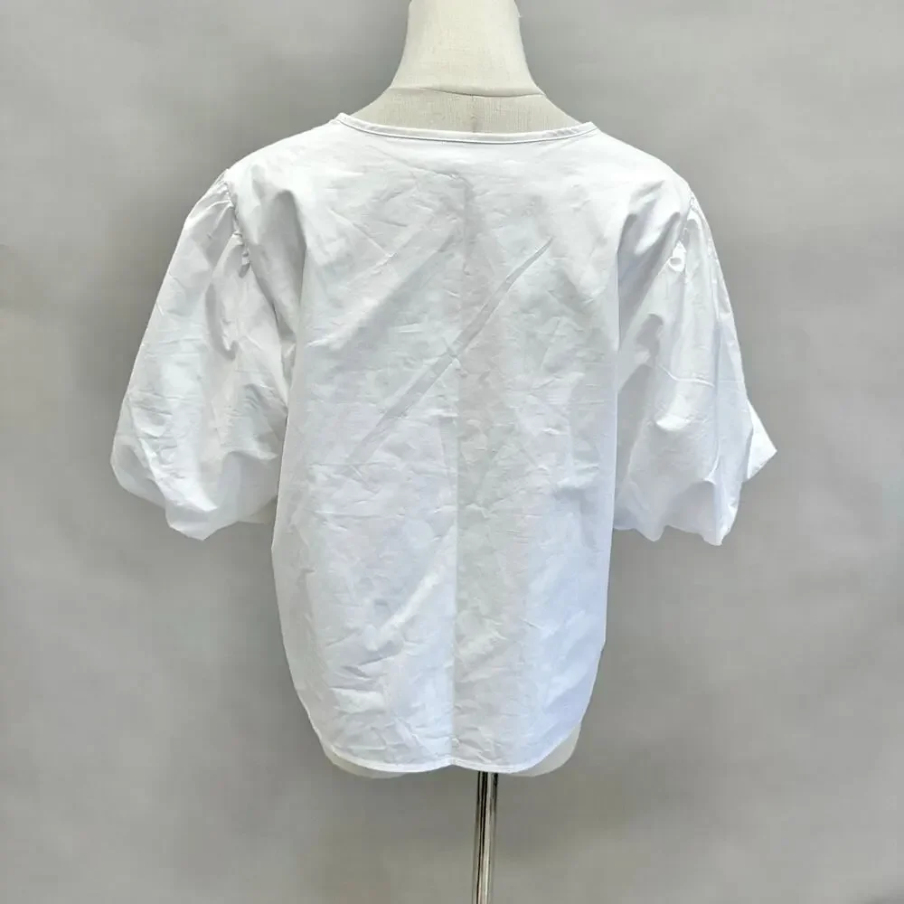 Abercrombie & Fitch Short-Sleeve Tie-Front‎ Top Solid White Size Medium NWT
